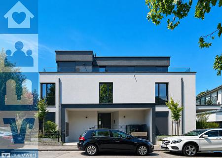 Exklusives Wohnerlebnis – Luxus-Dachgeschosswohnung mit Sauna & Jacuzzi - Außenansicht des Mehrfamilienhauses in Solln