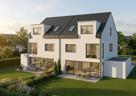 Ffm - Kalbach - Moderne Doppelhaushälfte als geschlossener Rohbau! - Gartenseite
