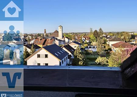 Gepflegtes Appartement mit Südwest-Dachterrasse und Bergblick - Dachterrasse mit Fernblick