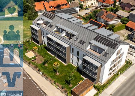 Erstbezug: Moderne 3-Zi.-Neubauwohnung (KfW 40) mit Balkon - Luftbild von der Straße